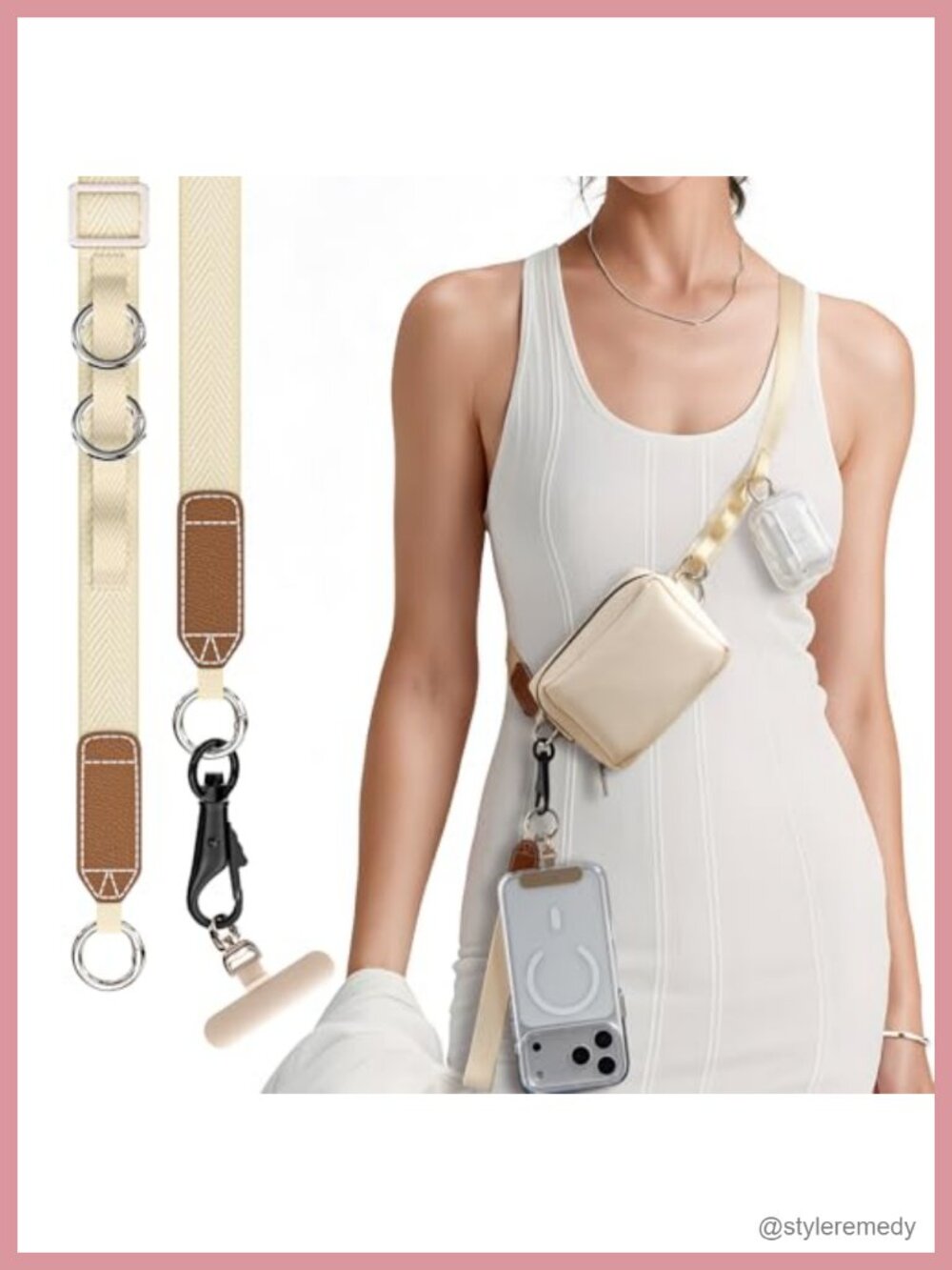 Adjustable Phone Lanyard with Detachable Wallet Pouch - Hands-Free Crossbody